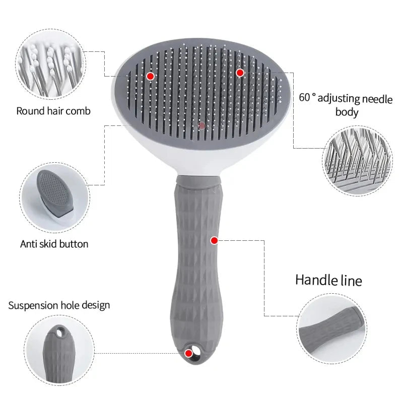 Cat Brush with Release Button - Ponderzen
