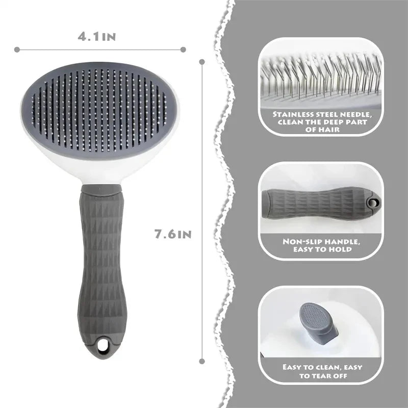 Cat Brush with Release Button - Ponderzen